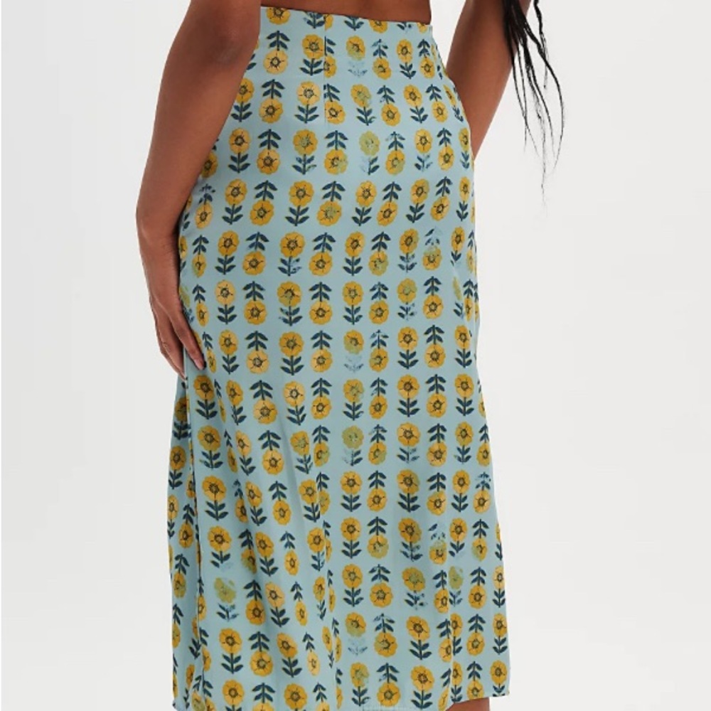 Free People Blue and Yellow Floral Midi Skirt